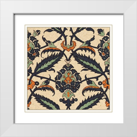 Persian Tile V White Modern Wood Framed Art Print with Double Matting by Unknown