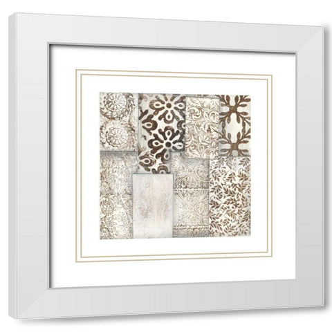 Neutral Patterned Patchwork I White Modern Wood Framed Art Print with Double Matting by Goldberger, Jennifer