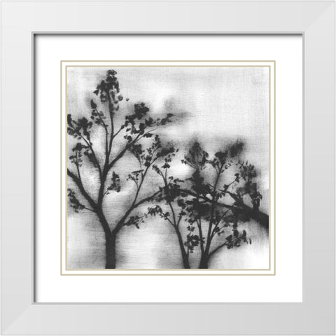 Silvery Trees I White Modern Wood Framed Art Print with Double Matting by Goldberger, Jennifer