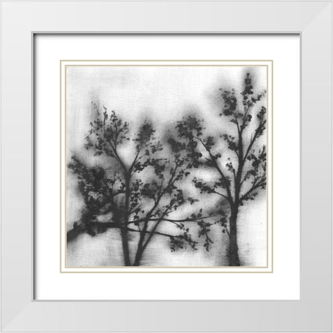 Silvery Trees II White Modern Wood Framed Art Print with Double Matting by Goldberger, Jennifer