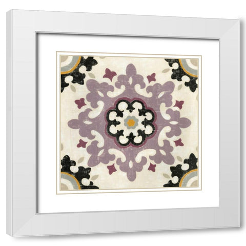 Lavender Suzani IV White Modern Wood Framed Art Print with Double Matting by Zarris, Chariklia