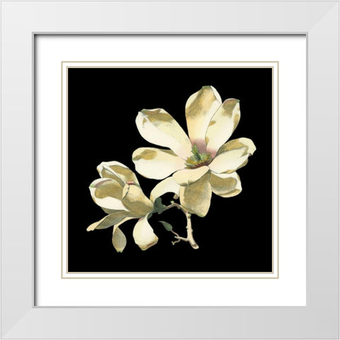 Midnight Magnolias I White Modern Wood Framed Art Print with Double Matting by Chabal Dussurgey
