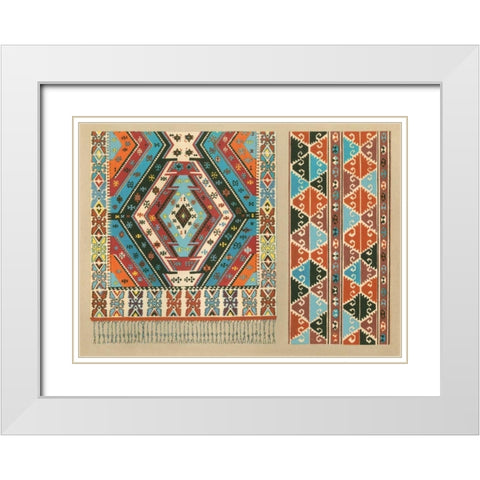Turkish Carpet Design White Modern Wood Framed Art Print with Double Matting by J.B. Waring