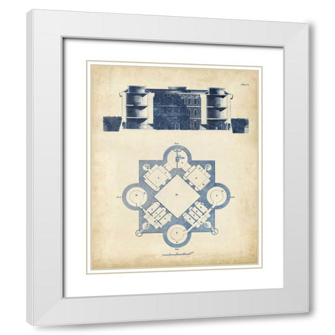 Architectural Blueprint I White Modern Wood Framed Art Print with Double Matting by Andrew Cook George