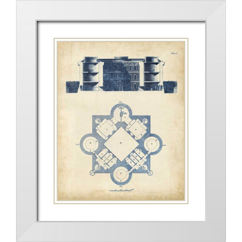 Architectural Blueprint I White Modern Wood Framed Art Print with Double Matting by Andrew Cook George
