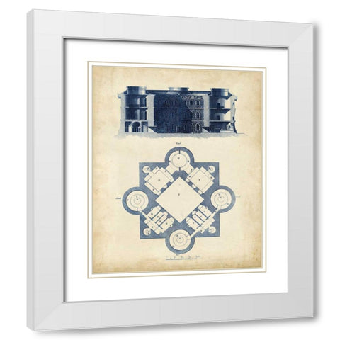 Architectural Blueprint II White Modern Wood Framed Art Print with Double Matting by Andrew Cook George