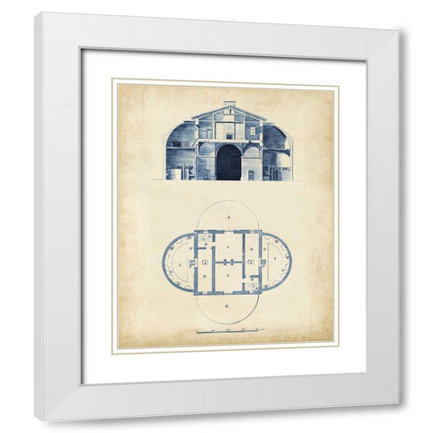 Architectural Blueprint V White Modern Wood Framed Art Print with Double Matting by Andrew Cook George