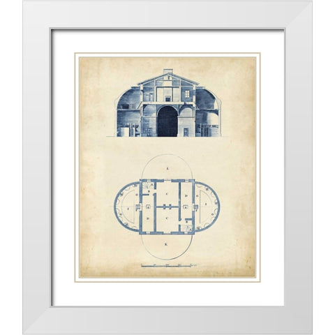 Architectural Blueprint V White Modern Wood Framed Art Print with Double Matting by Andrew Cook George