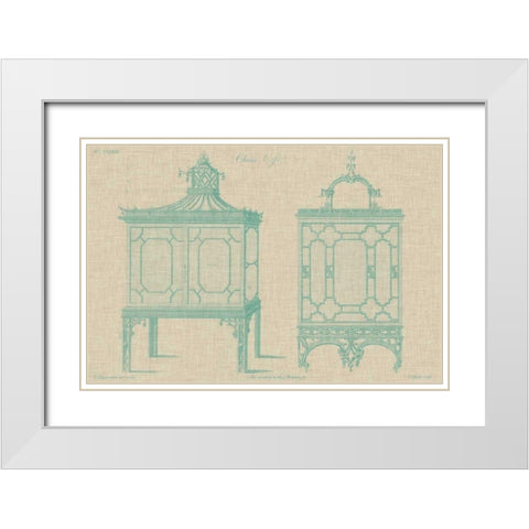 Chinese Chippendale Cabinet I White Modern Wood Framed Art Print with Double Matting by Vision Studio