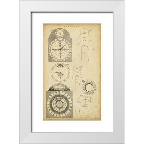 Clockworks I White Modern Wood Framed Art Print with Double Matting by Chambers