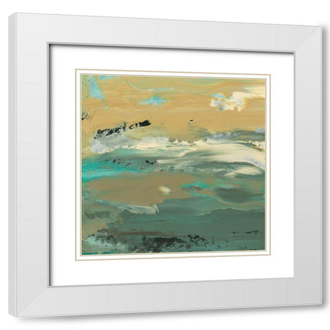 Green Waters Edge I White Modern Wood Framed Art Print with Double Matting by Ludwig, Alicia