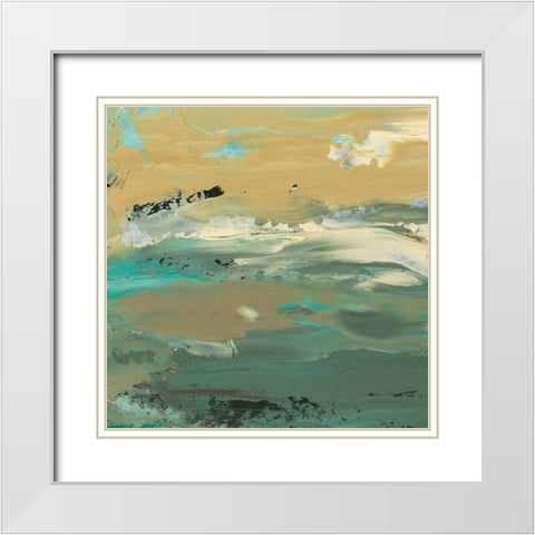 Green Waters Edge I White Modern Wood Framed Art Print with Double Matting by Ludwig, Alicia