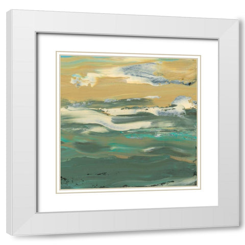 Green Waters Edge II White Modern Wood Framed Art Print with Double Matting by Ludwig, Alicia