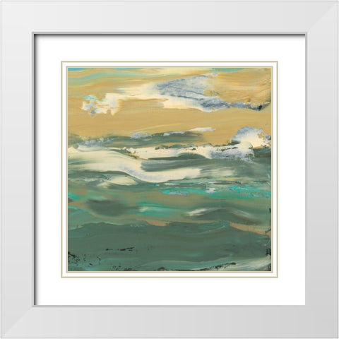 Green Waters Edge II White Modern Wood Framed Art Print with Double Matting by Ludwig, Alicia