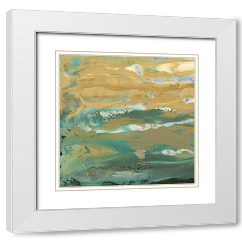Green Waters Edge III White Modern Wood Framed Art Print with Double Matting by Ludwig, Alicia