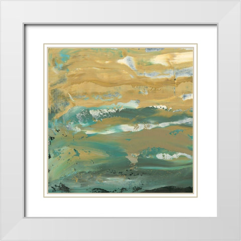Green Waters Edge III White Modern Wood Framed Art Print with Double Matting by Ludwig, Alicia