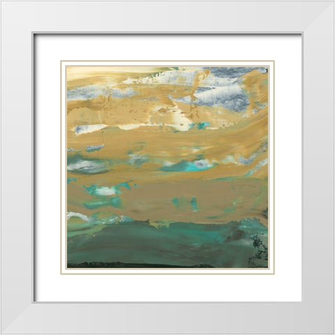 Green Waters Edge IV White Modern Wood Framed Art Print with Double Matting by Ludwig, Alicia