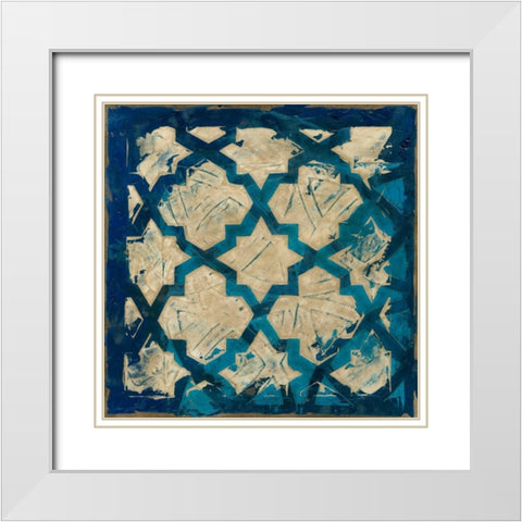 Stained Glass Indigo I White Modern Wood Framed Art Print with Double Matting by Meagher, Megan