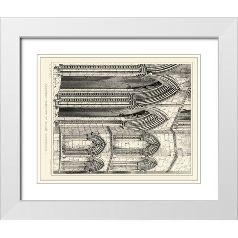 Gothic Detail V White Modern Wood Framed Art Print with Double Matting by Billings, R. W.