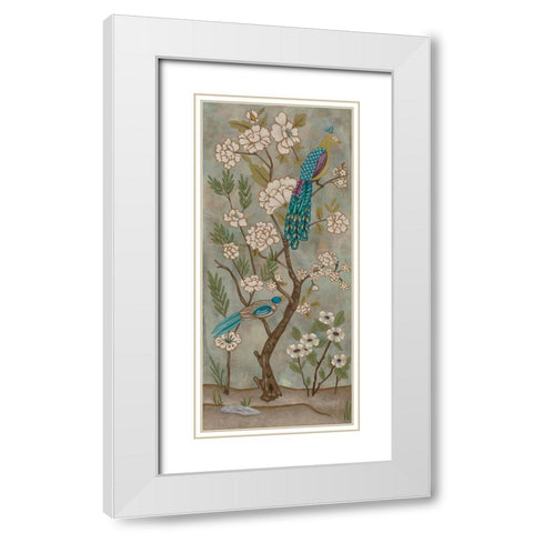 Gardenia Chinoiserie II White Modern Wood Framed Art Print with Double Matting by Zarris, Chariklia