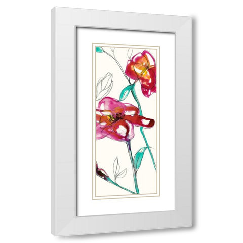 Inked Floral II White Modern Wood Framed Art Print with Double Matting by Goldberger, Jennifer