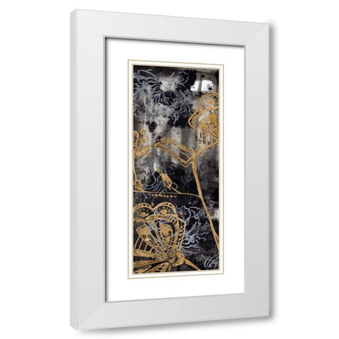 Gilded Fleur I White Modern Wood Framed Art Print with Double Matting by Goldberger, Jennifer