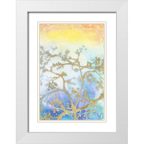 Gilt Branches II White Modern Wood Framed Art Print with Double Matting by Goldberger, Jennifer