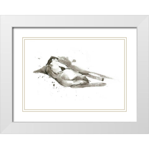 Ink Figure Study III White Modern Wood Framed Art Print with Double Matting by Harper, Ethan