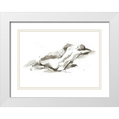 Ink Figure Study V White Modern Wood Framed Art Print with Double Matting by Harper, Ethan