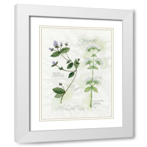 Oregano and Mint White Modern Wood Framed Art Print with Double Matting by Della-Piana, Elissa