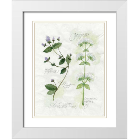 Oregano and Mint White Modern Wood Framed Art Print with Double Matting by Della-Piana, Elissa