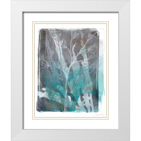 Ombre Wildflowers IV White Modern Wood Framed Art Print with Double Matting by Goldberger, Jennifer