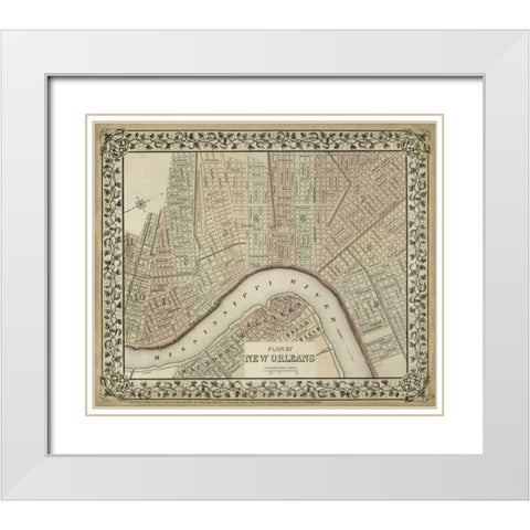 Plan of New Orleans White Modern Wood Framed Art Print with Double Matting by Mitchell