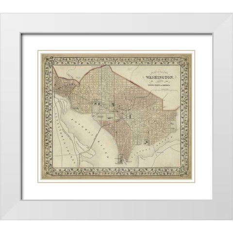 Plan of Washington, D.C. White Modern Wood Framed Art Print with Double Matting by Mitchell