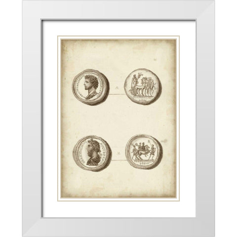 Antique Roman Coins VI White Modern Wood Framed Art Print with Double Matting by Unknown