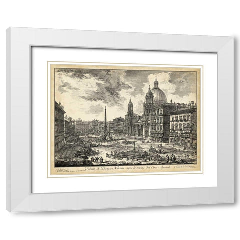 Veduta di Piazza Navona White Modern Wood Framed Art Print with Double Matting by Piranesi