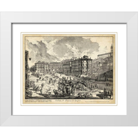 Veduta di Piazza di Spagna White Modern Wood Framed Art Print with Double Matting by Piranesi