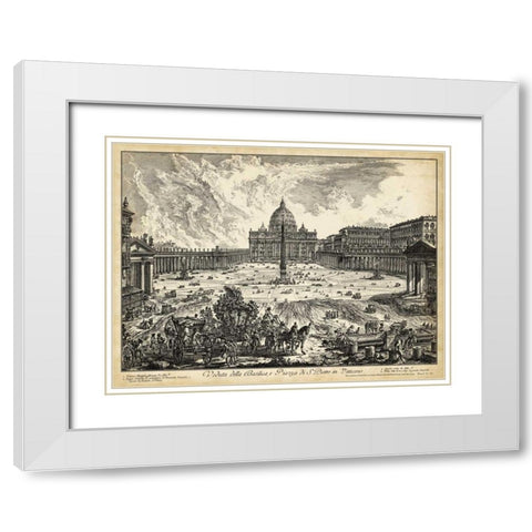 Veduta della Basilica di S. Pietro White Modern Wood Framed Art Print with Double Matting by Piranesi
