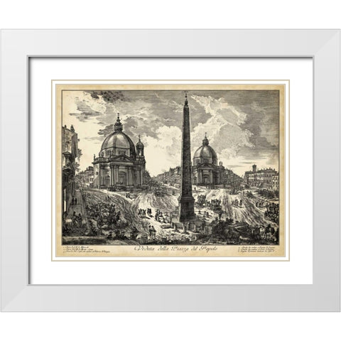 Veduta della Piazza del Popolo White Modern Wood Framed Art Print with Double Matting by Piranesi