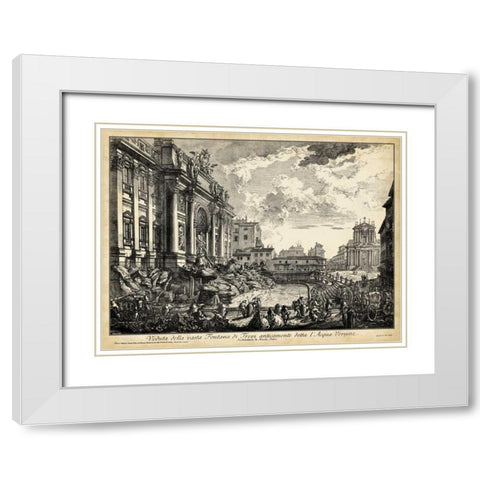 Veduta della vasta Fontana di Trevi White Modern Wood Framed Art Print with Double Matting by Piranesi