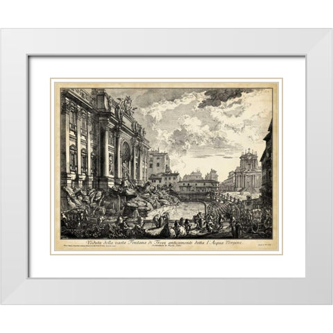 Veduta della vasta Fontana di Trevi White Modern Wood Framed Art Print with Double Matting by Piranesi