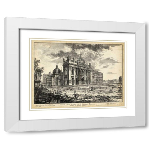 Veduta Basilica S.Giovanni Laterano White Modern Wood Framed Art Print with Double Matting by Piranesi