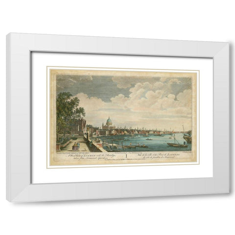 West View of London White Modern Wood Framed Art Print with Double Matting by Unknown