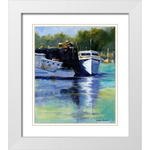 Morning at the Marina White Modern Wood Framed Art Print with Double Matting by Chenault, Barbara