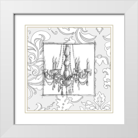 Decorative Chandelier IV White Modern Wood Framed Art Print with Double Matting by Harper, Ethan