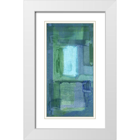 Blue Patch I White Modern Wood Framed Art Print with Double Matting by McMullen, Charles