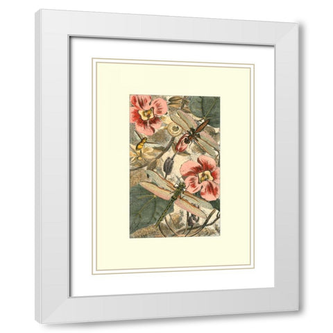 Dancing Dragonfly II White Modern Wood Framed Art Print with Double Matting by Unknown