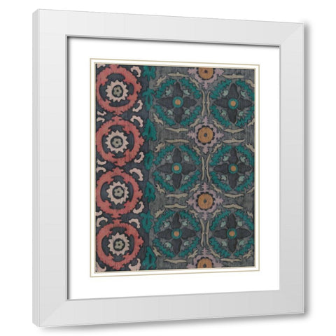 Sarkara Suzani I White Modern Wood Framed Art Print with Double Matting by Zarris, Chariklia