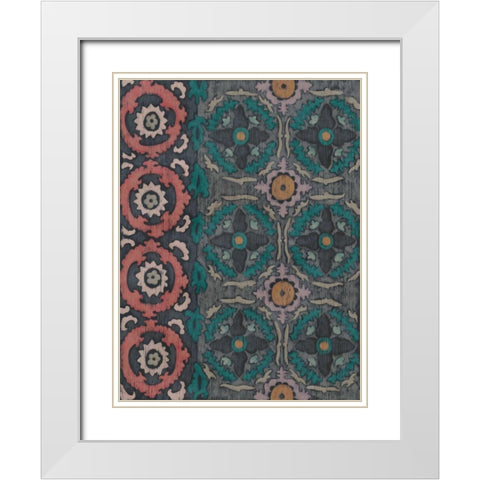 Sarkara Suzani I White Modern Wood Framed Art Print with Double Matting by Zarris, Chariklia