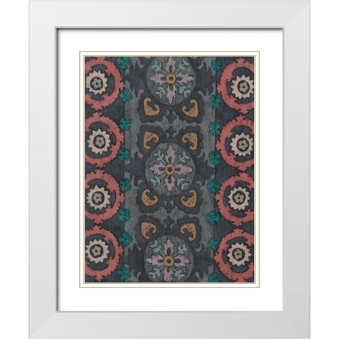 Sarkara Suzani II White Modern Wood Framed Art Print with Double Matting by Zarris, Chariklia